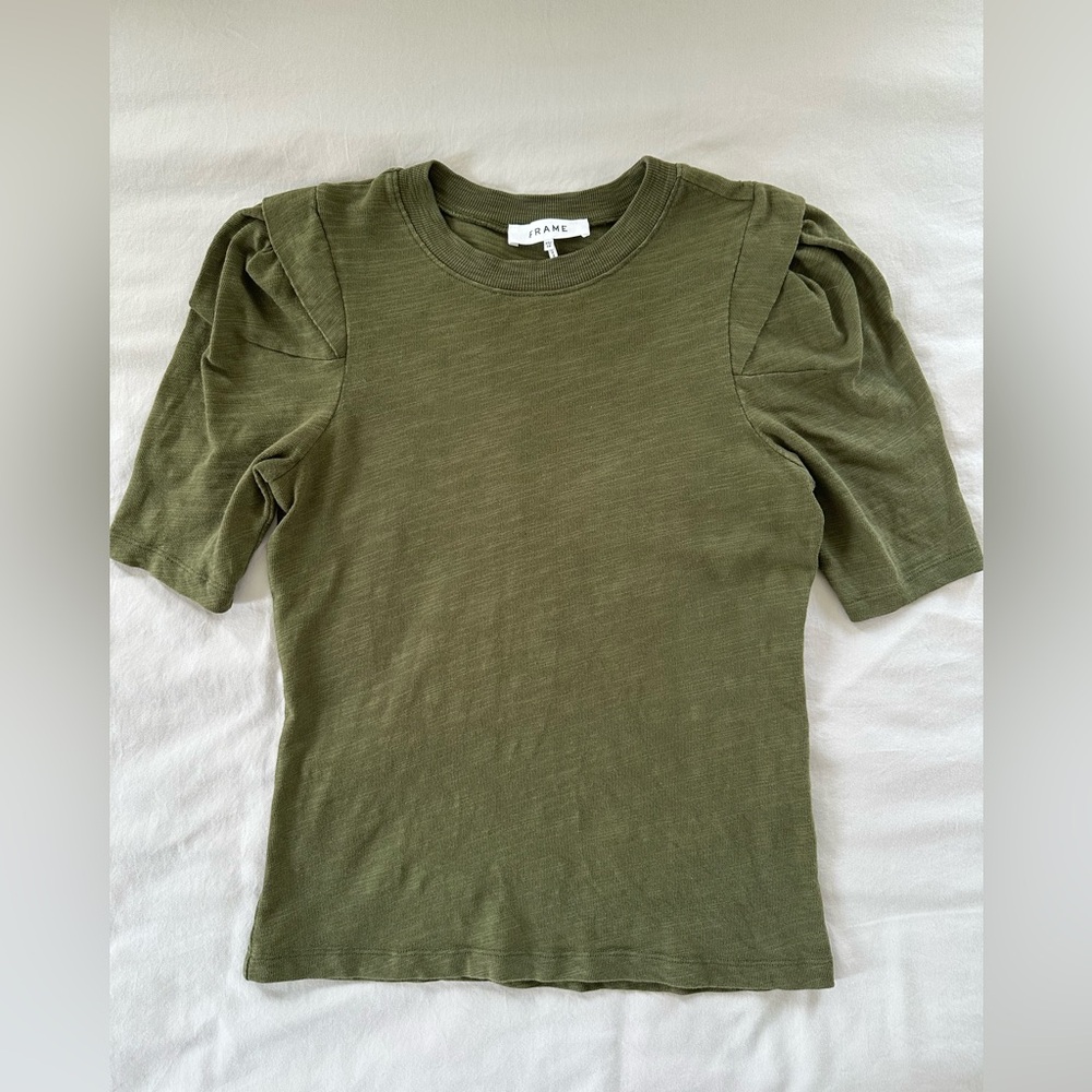 Frame Olive Green Short Sleeve Top